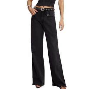Good American Black Good Ease Petite Relaxed Jeans Size 10/30